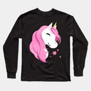 Cute Pink Unicorn Long Sleeve T-Shirt